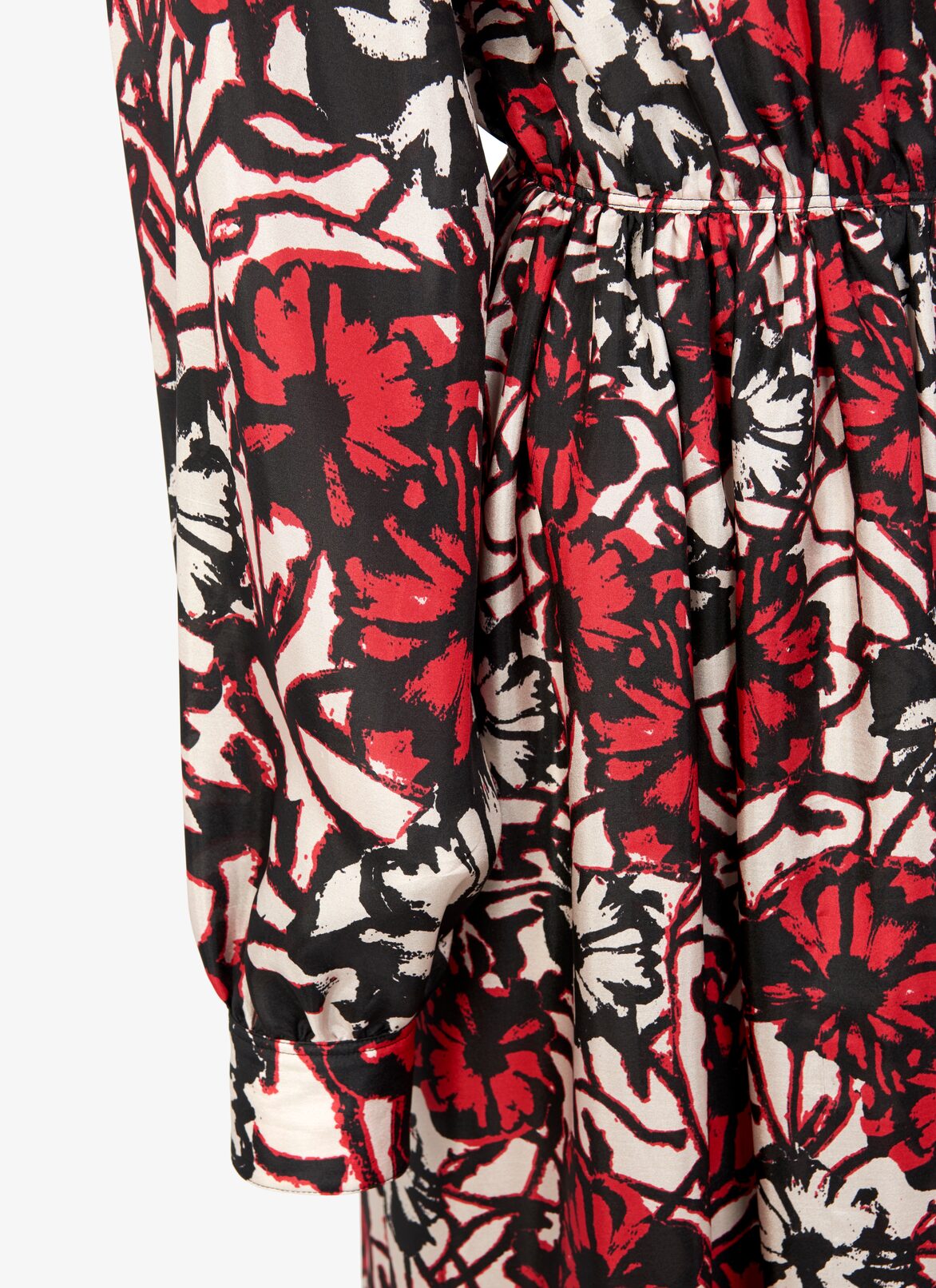 Printed habotai silk shirt-dress  ALAÏA BLACK/RED PRINTED HABOTAI SILK SHIRT-DRESS